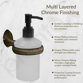 Plantex Smero Pure Brass Made Handwash Holder for Wash Basin/Liquid Soap Dispenser/Shampoo Dispenser - Contrive (Rich Antique)