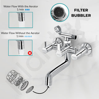 Plantex Telephonic Brass Wall Mixer for Bathroom/Tap Mixer/Wall Mixer for Bathroom 2 in 1 with 7-Year Manufacturer's Warranty-(ICO-917-Chrome)