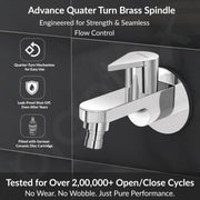 Plantex Pure Brass PAC-1828 Washing Machine Tap with Teflon Tape & Brass Wall Flange/Nozzle Tap for Garden-7 Year Warranty (Mirror Chrome Finish)