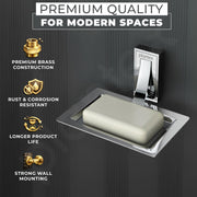 Plantex Soap Holder for Bathroom/Pure Brass Single Soap Dish/soap Stand/Soap Bar/Soap Case/Bathroom Accessories - Pack of 1 (APS-RTO-06, Chrome)