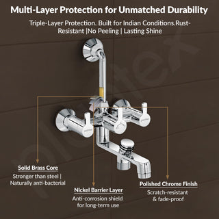 Plantex Brass Wall Mixer for Bathroom 3 in 1/L-Bend Connector for Overhead/Hand Shower/Spout Mixer Tap/Mixture Tap for Bathroom with 7-Year Manufacturer's Warranty-(Flo-819 Chrome)