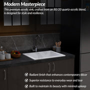 Plantex Undermount Sink for Kitchen with 10 Years Warranty by Plantex/Quartz Acrylic Kitchen Sink/Granite Single Bowl Kitchen Sinks with Coupling & Drain rack (Whiti -16x18 Inches)