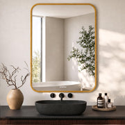 Plantex Aluminium Frame Mirror for Wall/Rectangle Wall Mount Mirror for Bedroom/Dressing Room/Living Room/Entryway - (24x32 Inch-Gold)