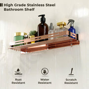 Plantex Stainless Steel Shelf for Bathroom/Multipurose Bathroom Shelf/Stand/Rack/Bathroom Organiser (18 x 5 Inch, PVD Rose Gold)