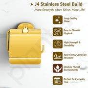 Plantex J4 Stainless Steel Toilet Paper Holder for Bathroom/Tissue Holder for Washroom/Toilet roll Holder for Wall Mounted/Bathroom Accessories (PVD Gold Finish) Onix