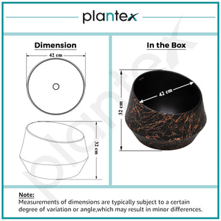 Plantex Ceramic Tabletop Washbasin/Bathroom Basin Sink/Basin for Bathroom/Wash Basin for Restaurant/Hotel (Black & Gold - 16.5 x 16.5 x 13 Inch)