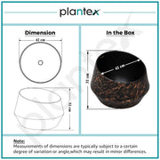 Plantex Ceramic Tabletop Washbasin/Bathroom Basin Sink/Basin for Bathroom/Wash Basin for Restaurant/Hotel (Black & Gold - 16.5 x 16.5 x 13 Inch)