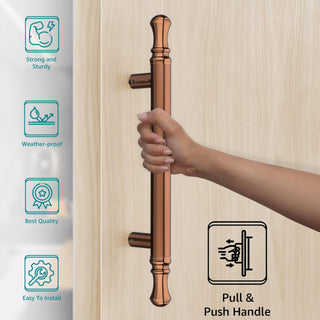 Plantex Heavy Duty Main Door Handle - 14 Inch Pull-Push Handle for Glass & Wooden Doors - Pack of 1 (PVD Rose Gold) - 3 Years Warranty