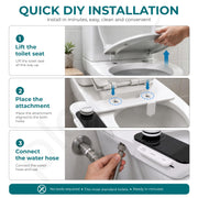 Plantex Bidet Attachment for Toilet Seat/Non-Electric Dual Nozzle Front & Rear Wash/Self-Cleaning Retractable Nozzles/Adjustable Water Pressure/Easy DIY Install -(White & Black)