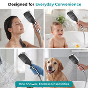 Plantex ABS Hand Shower for Bath/3 Mode Multifunctional Shower/Rectangle Hand Shower Without Hose Pipe for Home/Hotel - (Chrome, H597)