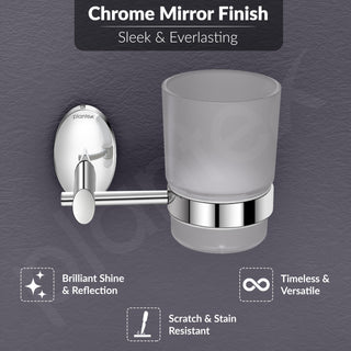 Plantex 304 Grade Stainless Steel Tumbler Holder Stand with Space for Toothbrush/Bathroom Accessories - Oreva (Chrome)