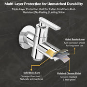 Plantex Pure Brass 2 in 1 Tap for Washing Machine with Water Saving Techonlogy Tap/Quarter Turn Water Tap with Brass Wall Flange & Teflon Tape-7 Year Warranty -(BAL-507-Chrome)
