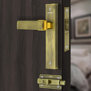Plantex Heavy Duty Door Lock ÃƒÂ¢Ã¢â€šÂ¬Ã¢â‚¬Å“ Bathroom Door Lock/Mortise 8inch Keyless Plate Handle Set for Home/Bathroom/Store Room/Balcony/Office with Baby Latch (8116, Brass Antique & PVD Gold)