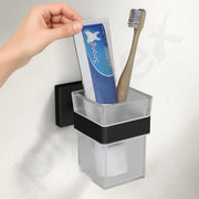 Plantex Stainless Steel Tumbler Holder for Bathroom/Toothbrush Glass Holder/Bathroom Accessories - Pack of 1, Aqua (Black)