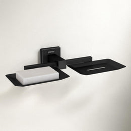 Plantex Stainless Steel Double Soap Holder for Bathroom/Soap Case/Dual Soap Dish/Bathroom Accessories - Aqua (Black)