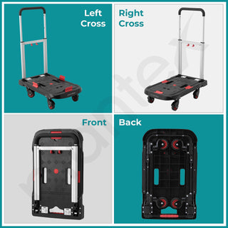 Plantex Platfom Trolley/Heavy Duty Trolley/Hand Truck/Trolley for Goods Carrying/Trolley with Foldable Guared Wheels/Utility Cart for Luggage Moving - (Red & Black)