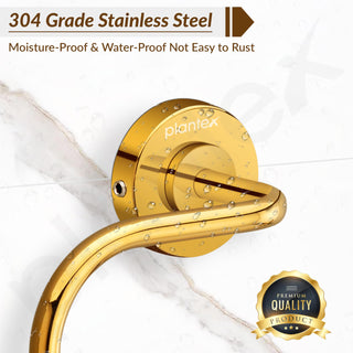 Plantex 304 Grade Stainless Steel Round Napkin Holder for washbasin/Towel Hanger/Towel Ring for Bathroom/Bathroom Accessories, Daizy(Golden)