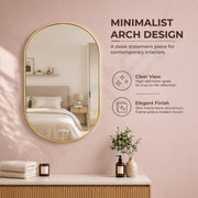 Plantex Aluminium Frame Mirror for Bathroom/Wall Mount Capsule Mirror for Bedroom/Dressing Room/Living Room/Entryway - (Gold, 22x36 Inch)