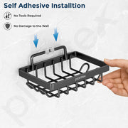Plantex GI Steel Soap Dish for Bathroom/Self Adhesive Soap Holder for Kitchen/Soap Stand/Case/Bathroom Accessories - Pack of 2 (Black)