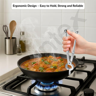 Plantex Heavy Duty Stainless Steel Kitchen Pincers/Pakkad/Sandasi/Sansi/Utensils Holder (Chrome)