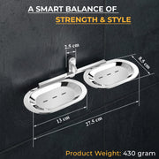 Plantex Double Soap Holder for Bathroom/Pure Brass Dual Soap Dish/Soap Stand/Soap Bar/Soap Case/Bathroom Accessories - Pack of 1 (APS-GIA-10-GIZA, Chrome)