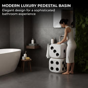 Plantex Pedestal Basin for Bathroom/Ceramic Free Standing Wash Basin/Round Basin for Home/Hotel - (APS-1083, 17 x 17 x 33 Inch, White - Round)