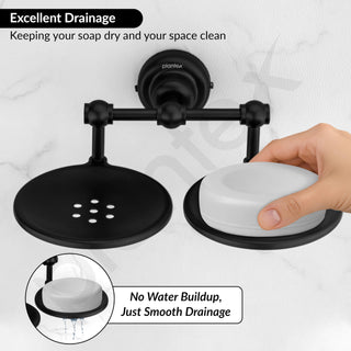 Plantex 304 Grade Stainless Steel Double Soap Holder Stand for Bathroom and Wash Basin/Bathroom Accessories - Skyllo (Black)