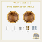 Plantex Stainless Steel Main Door Handle/4-inch Round Shape Door Handle for Main Door/Pull-Push Knob Handle for Wooden & Glass Door (PVD Gold & Wood) - 3 Years Warranty