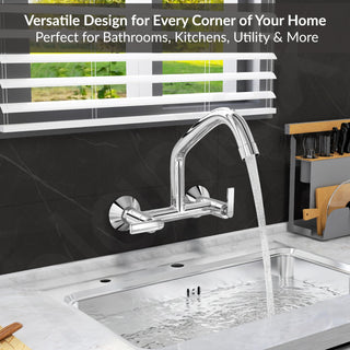 Plantex Pure Brass Sink Mixer Tap with 360° Swivel Spout/Hot and Cold Water Tap for Kitchen with Brass Wall Flange and Teflon Tape-7 Year Warranty (BAL-515)