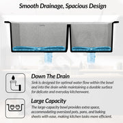 Plantex UV Protected Kitchen Sink/Quartz Sink for Kitchen/Double Bowl with Coupling and Hose Pipe (Mosaic Grey - 31x18inch)