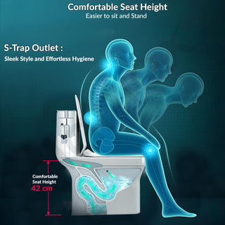 Plantex Platinum Ceramic Commode/S Trap One Piece Western Toilet/Rim Washdown Flush Commode with Soft Close Toilet Seat Cover (White)
