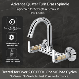 Plantex Pure Brass Sink Mixer Tap Hot and Cold with 360° Swivel Spout/Sink Tap for Kitchen Basin with Brass Wall Flange & Teflon Tape-7 Year Warranty (BAL-514)