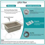 Plantex Matt Quartz Sink For Kitchen/UV Protected Kitchen Sink/Granite Single Bowl Sink/Undermount/Topmount (Mosaic Grey - 24X18 Inches)