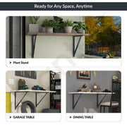 Plantex Heavy Duty 20 Inch Foldable Table Bracket/GI Steel Multipurpose Shelf Bracket/Space Saving Wall Bracket/Folding Bracket for Home & Office - Pair of 1 (Grey)