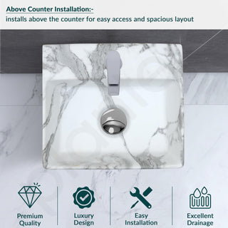 Plantex Tabletop Wash Basin for Bathroom/Designer Ceramic Basin/Rectangle Countertop Wash Basin/Home/Office (13 x 11.5 x 5 Inch)