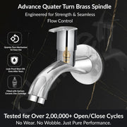 Plantex Pure Brass AQ-1401 Bib Cock Water Tap with Water Saving Techonology Tap with Bib Tap with Brass Wall Flange and Teflon Tape for Bathroom-7 Year Warranty (Mirror Chrome Finish)