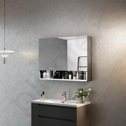 Plantex Premium Bathroom Cabinet with Mirror/ 304 Stainless Steel Bathroom Mirror with Shelf/Storage/Bathroom Organiser/Bathroom Accessories (24x32 Inch-Chrome/Double Door)