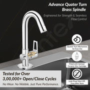 Plantex Pure Brass High Neck Pillar Cock Water Tap with Teflon Tape/360 Degree Swivel Spout/Single Lever Tabletop Basin Sink Cock (3203, Chrome)