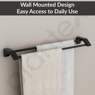 Plantex Space Aluminium Dual Towel Rod for Bathroom/Towel Holder/Towel Hanger/Towel Stand/Bathroom Accessories Set(971, Black)