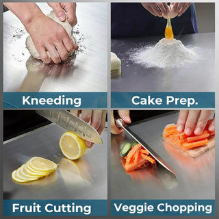 Plantex Stainless Steel Chopping Board for Kitchen Use/Rust-Proof Vegetable Cutting Board with Hygenic Surface (Chrome, Pack of 1, 31 x 20.5 cm)