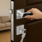 Plantex Main Door Lock/Mortise Lock for Doors - Robust Door Handle for Home with Brass Locks Body & Cylinder (PT-014, Satin & Black)