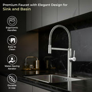 Plantex Brass Sink Tap | Pull Down Faucet for Kitchen Sink with 360Ãƒâ€šÃ‚Â° Swivel Spout Mixer tap | Single Lever Sink Mixer Tap for Kitchen Sink-(8982-Chrome)