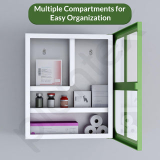Plantex First Aid Box/Emergency Medical Kit Box for Medicine Storage/Multi Compartment First Aid Kit Box for Home, School, Office Without Key - (Green & White)