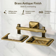 Plantex 304 Grade Stainless Steel Double Soap Holder for Bathroom/Dual Soap Dish/Soap Stand/Bathroom Accessories - Squaro (Brass Antique)