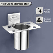 Plantex Tumbler Holder for Bathroom/Stainless Steel Toothbrush Holder/Toothpaste Holder/Bathroom Accessories - (Chrome)