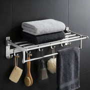 Plantex Foldable Towel Rack for Bathroom/Space Aluminium Towel Holder/24 Inch Towel Hanger/Bathroom Accessories - Pack of 1 (Silver)