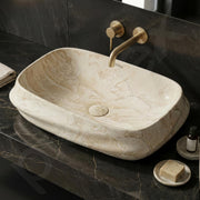 Plantex Wash Basin for Bathroom/Ceramic Table Top Washbasin/Countertop Vessel Sink Basin - (Cream Marble,  23 x 16 x 6 Inch)