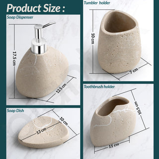 Plantex Polyresin Bathroom Accessories Set Soap Dispenser/Toothbrush Holder/Tumbler Holder/Soap Dish - 4 Piece(906)