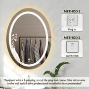 Plantex LED Bathroom Mirror with 3 Tone/Designer Mirror for Living Room/Bedroom/Dressing Room - Oval Shape Wall-Mounted (18 x 24 Inch)