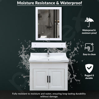 Plantex Wash Basin with Cabinet/Unbrekable Bathroom Vanity Cabinet & Washbasin Set/Basin Cabinet for Bathroom with Mirror (White)